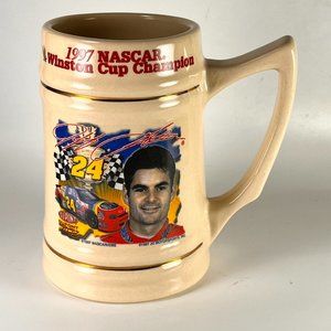 Vtg Jeff Gordon #24 NASCAR Winston Cup Stein Beer Mug Ceramic Barware 90s
